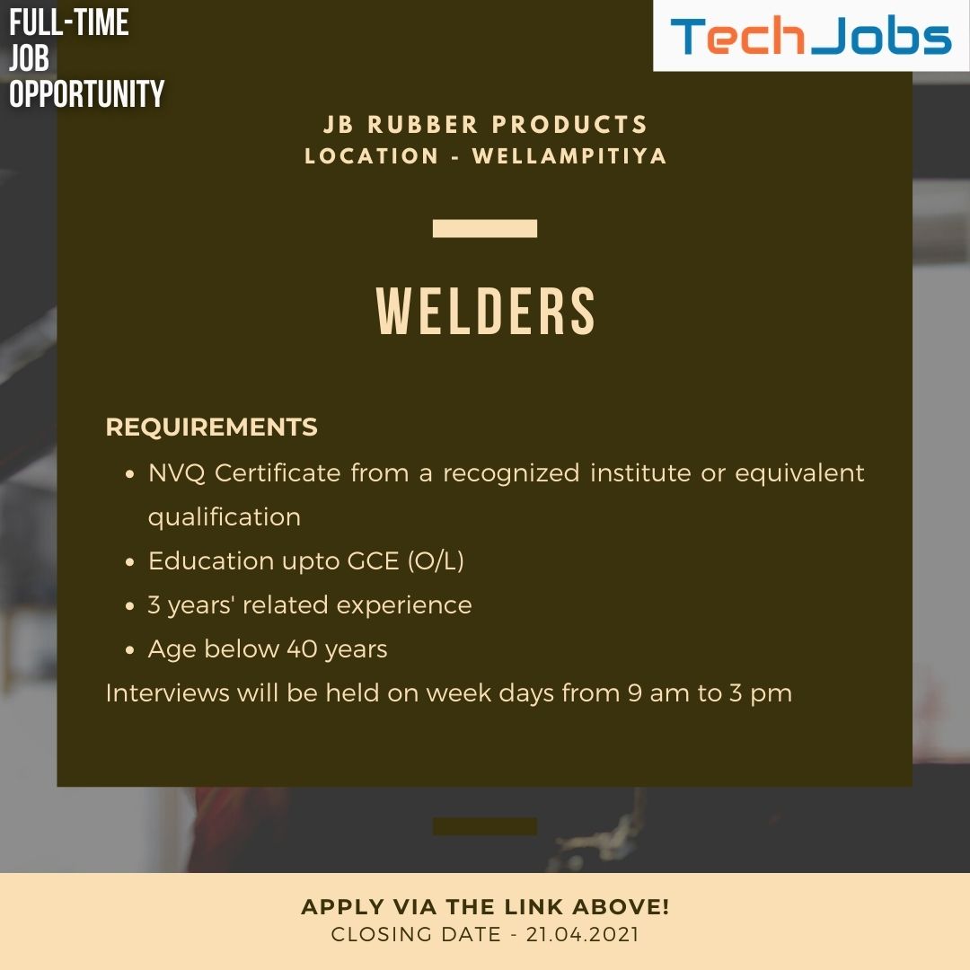 procent kader dialect JB Rubber Products - Welders - TechJobs